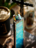 Neptune - Kaléidoscope prisme de verre, vitrail bleu irisé