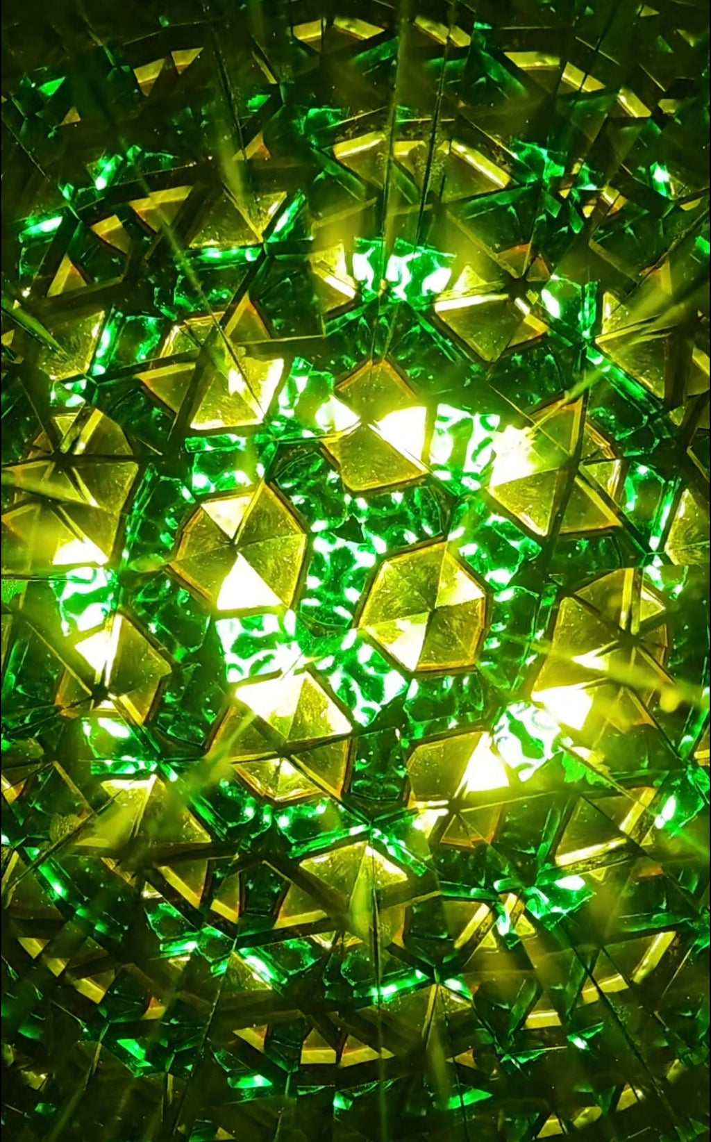 Automne - Kaléidoscope verre orange et vert texturé, vitrail orange