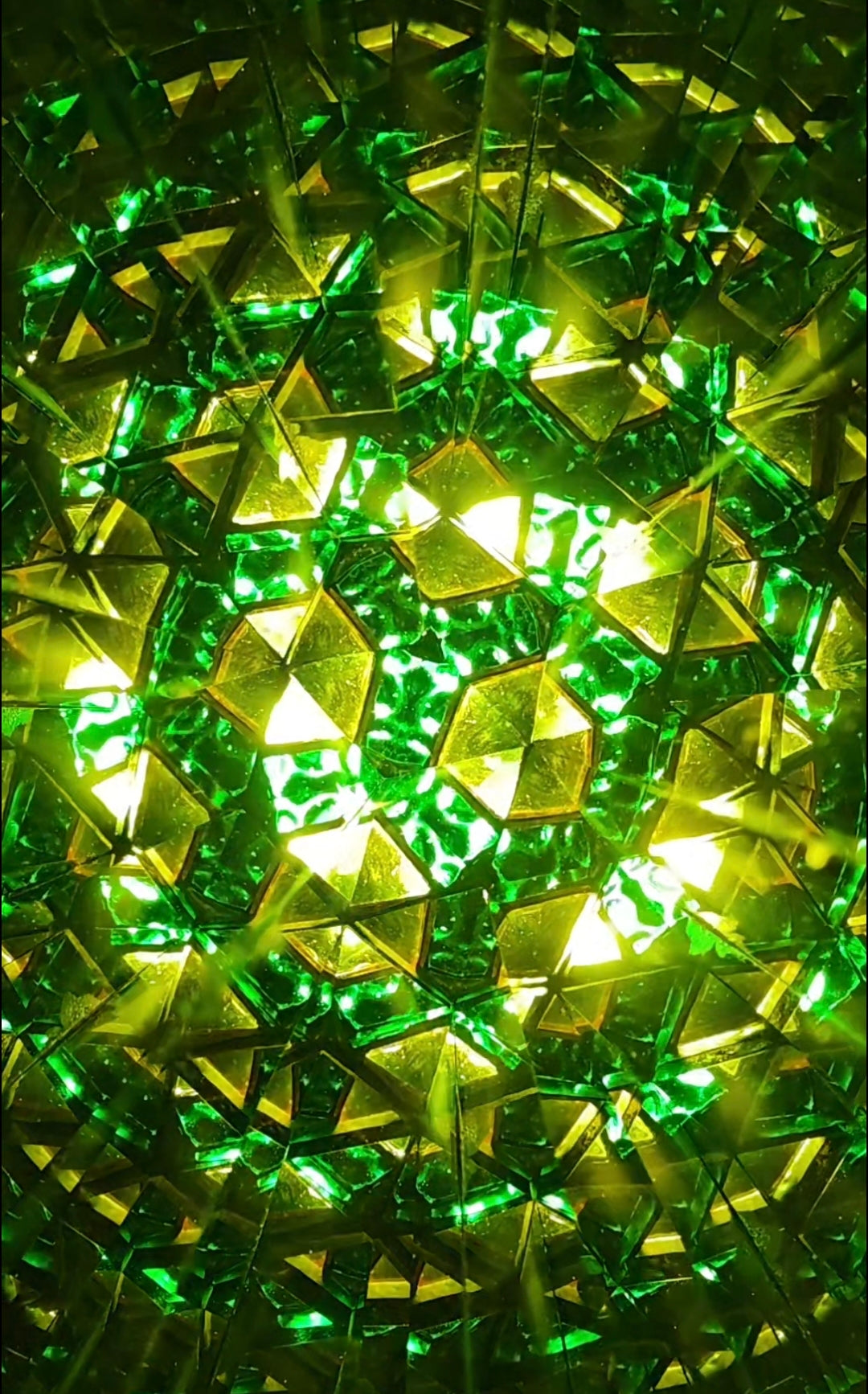 Automne - Kaléidoscope verre orange et vert texturé, vitrail orange
