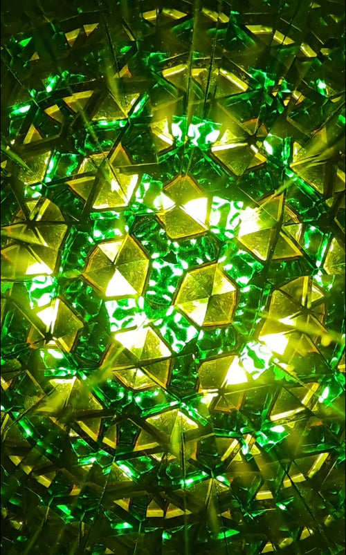 Automne - Kaléidoscope verre orange et vert texturé, vitrail orange