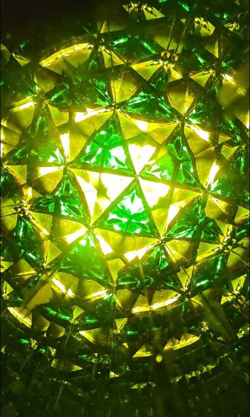 Moissons - Kaléidoscope verre jaune et vert texturé, vitrail vert